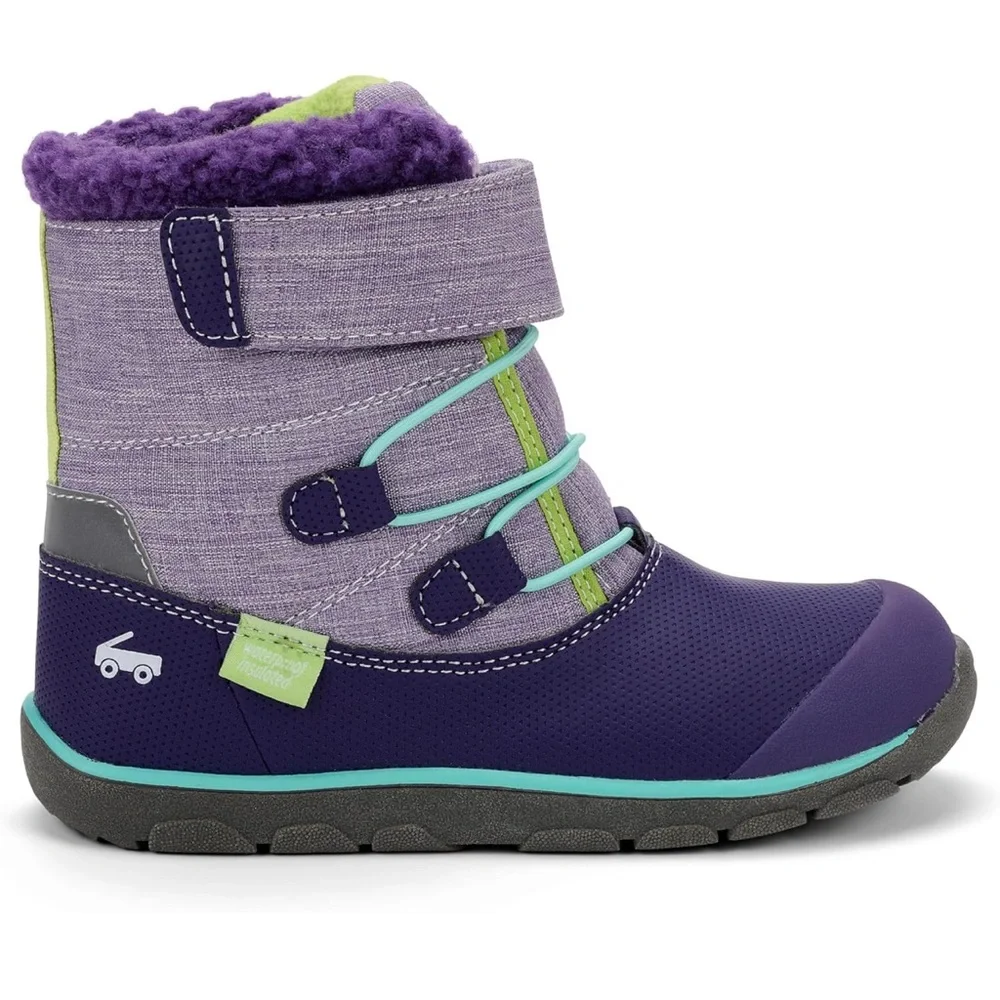 See Kai Run Purple and Green Kids Rain Gilman waterproof & insulated boots 3 new